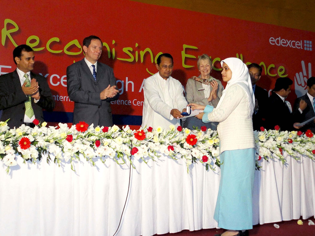 Edexcel High Achievers Award Being Received by Nafisa Siddiqua Rasul